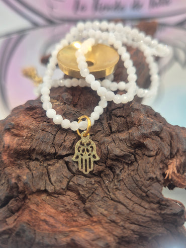 Collar Mineral Cuarzo Blanco Nudo de Bruja