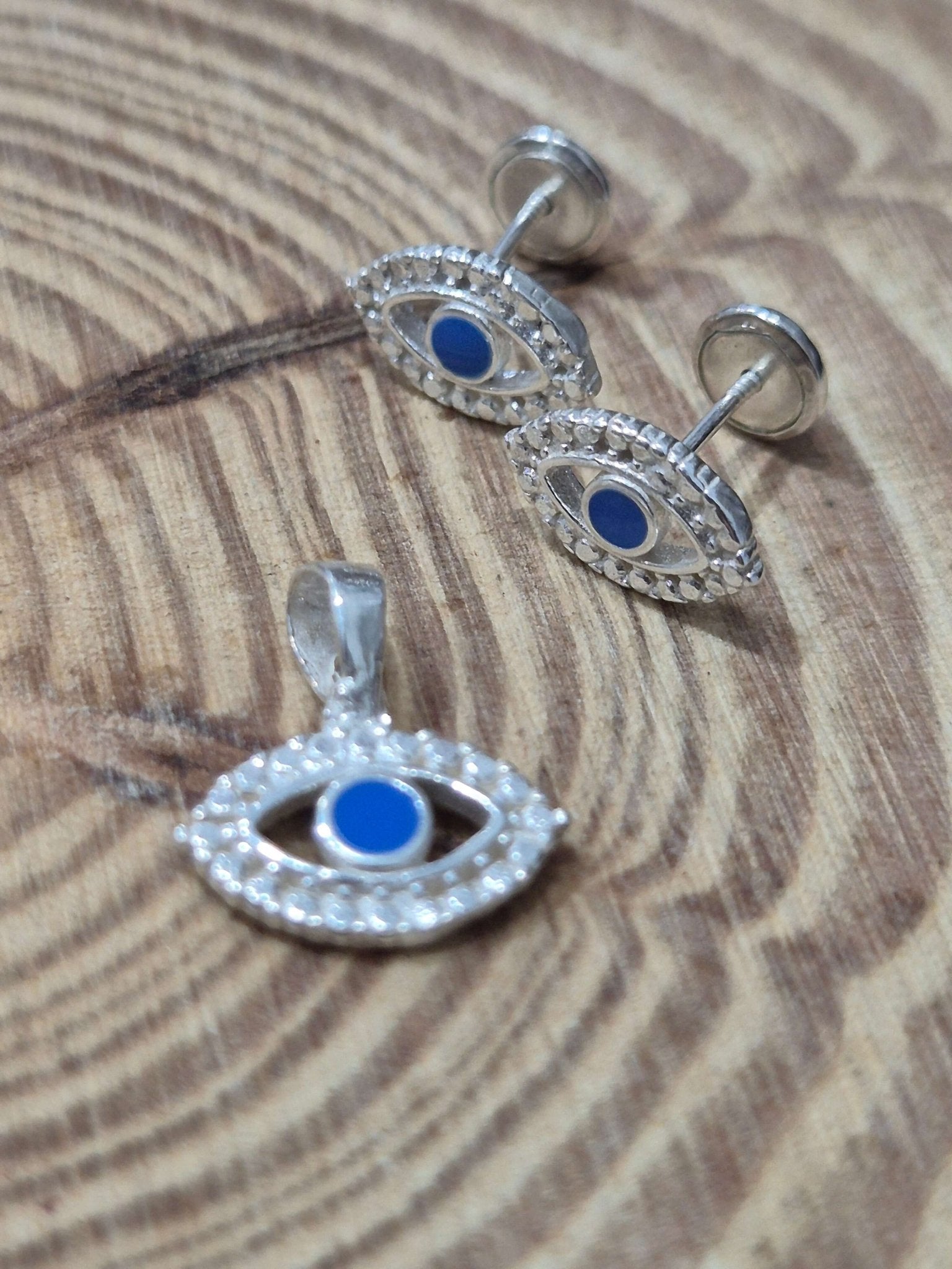Conjunto ojo turco Pendientes + colgante plata Tienda esotérica Málaga - La Tienda de Tata Magic: tienda Esotérica en Málaga