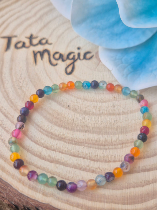 Pulsera  de Ágata Multicolor 4mm-Equilibrio y Energía Positiva