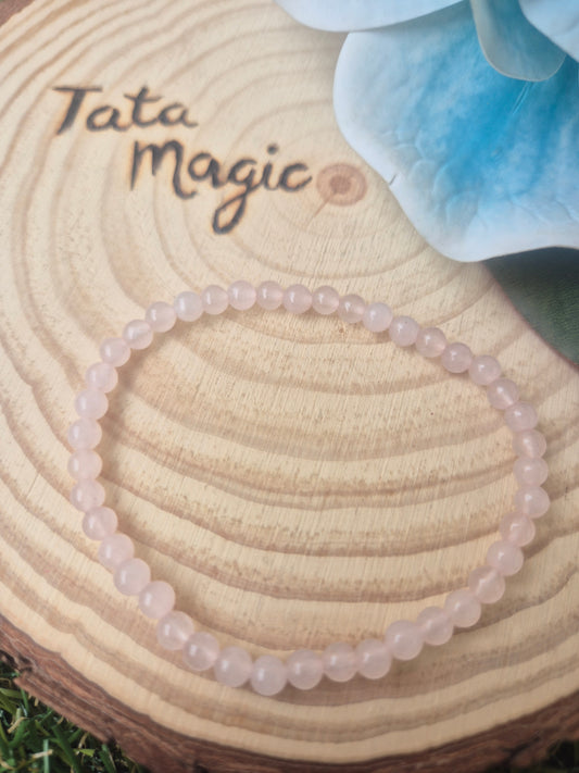 Pulsera de Cuarzo Rosa 4mm -Amor, Armonía y Sanación Emocional