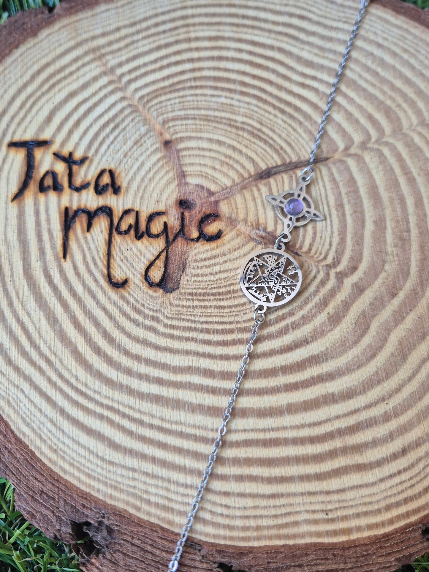 Pulsera Acero Doble Protección Amatista Consagrada