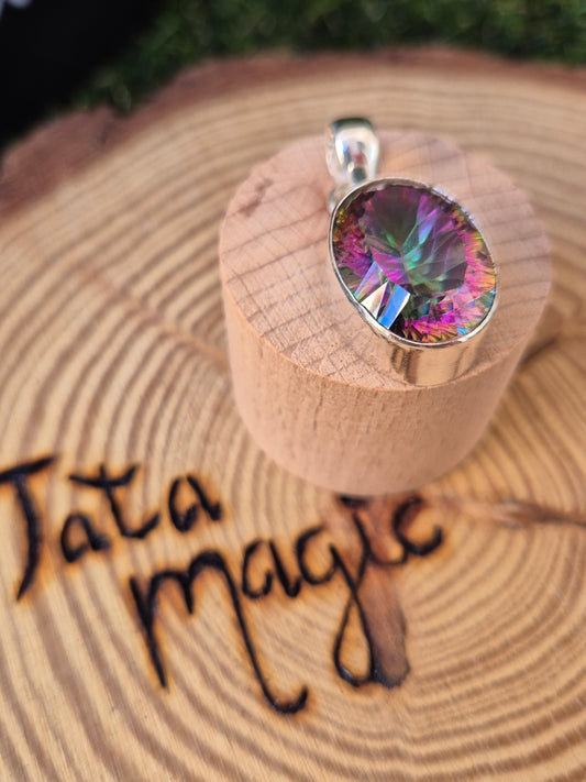 Colgante Topacio Místico Plata - Activación Cuántica para Romper Bloqueos Energéticos Multicapas