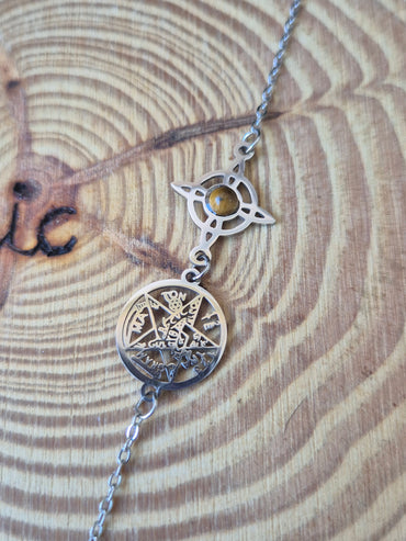 Pulsera Acero Doble Protección Ojo de Tigre Consagrada