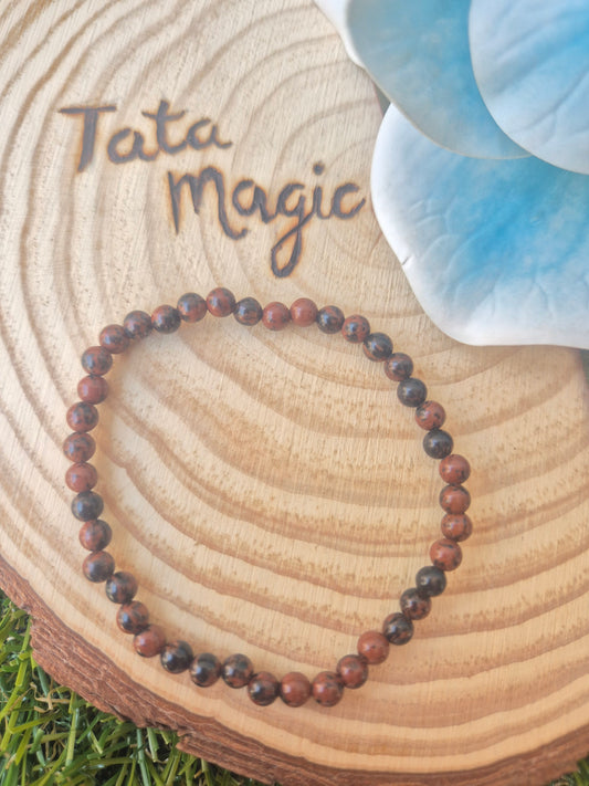 Pulsera de Obsidiana Caoba 4mm - Protección y Estabilidad Energética