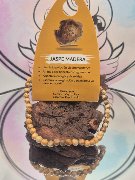 Pulsera- Mineral Jaspe Madera 4mm