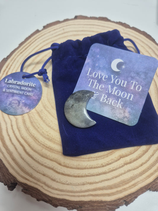 Amuleto Luna mineral de labradorita- Escudo energético, intuición y magia interior