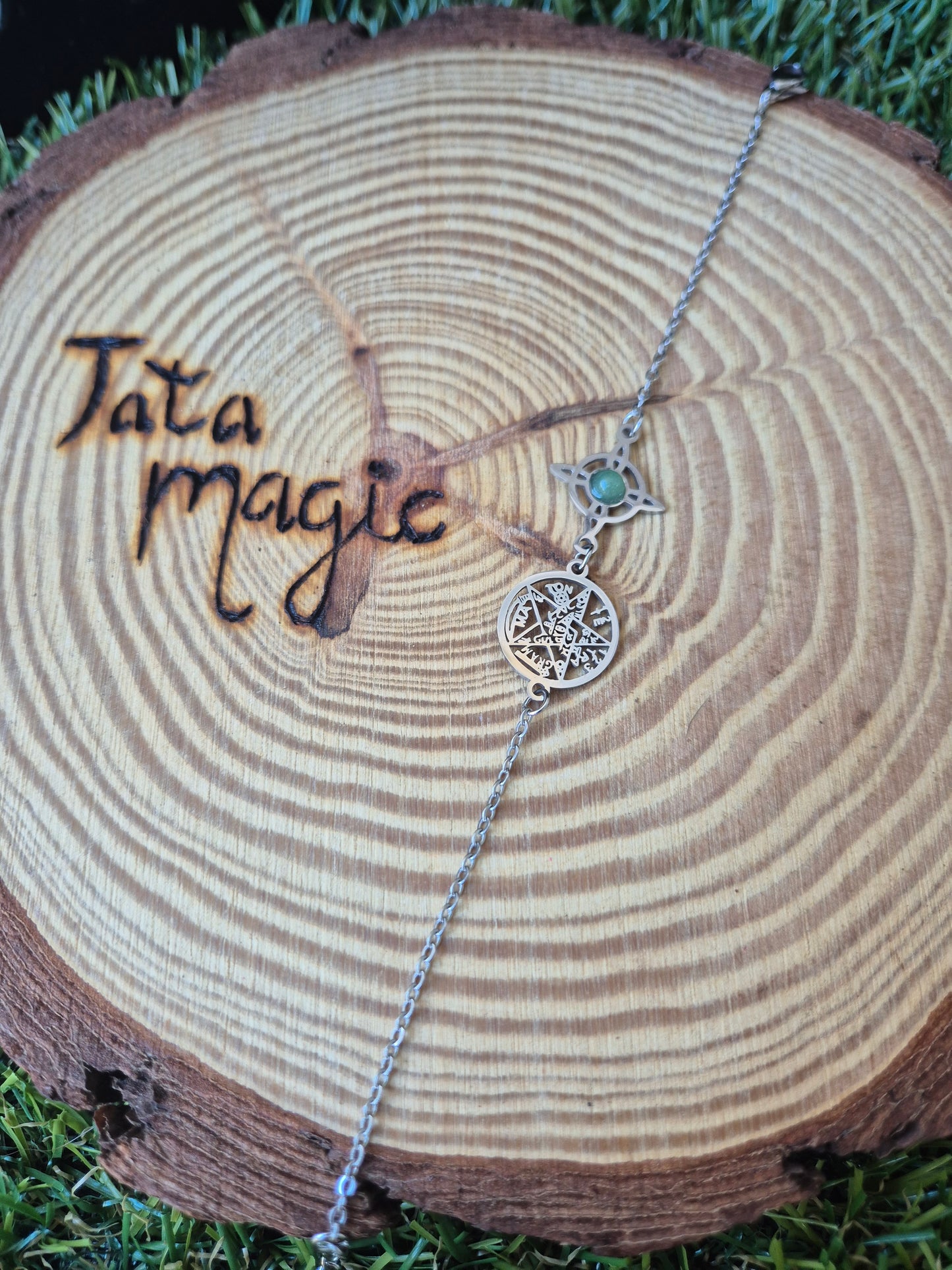 Pulsera Acero Doble Protección Aventurina Verde Consagrada