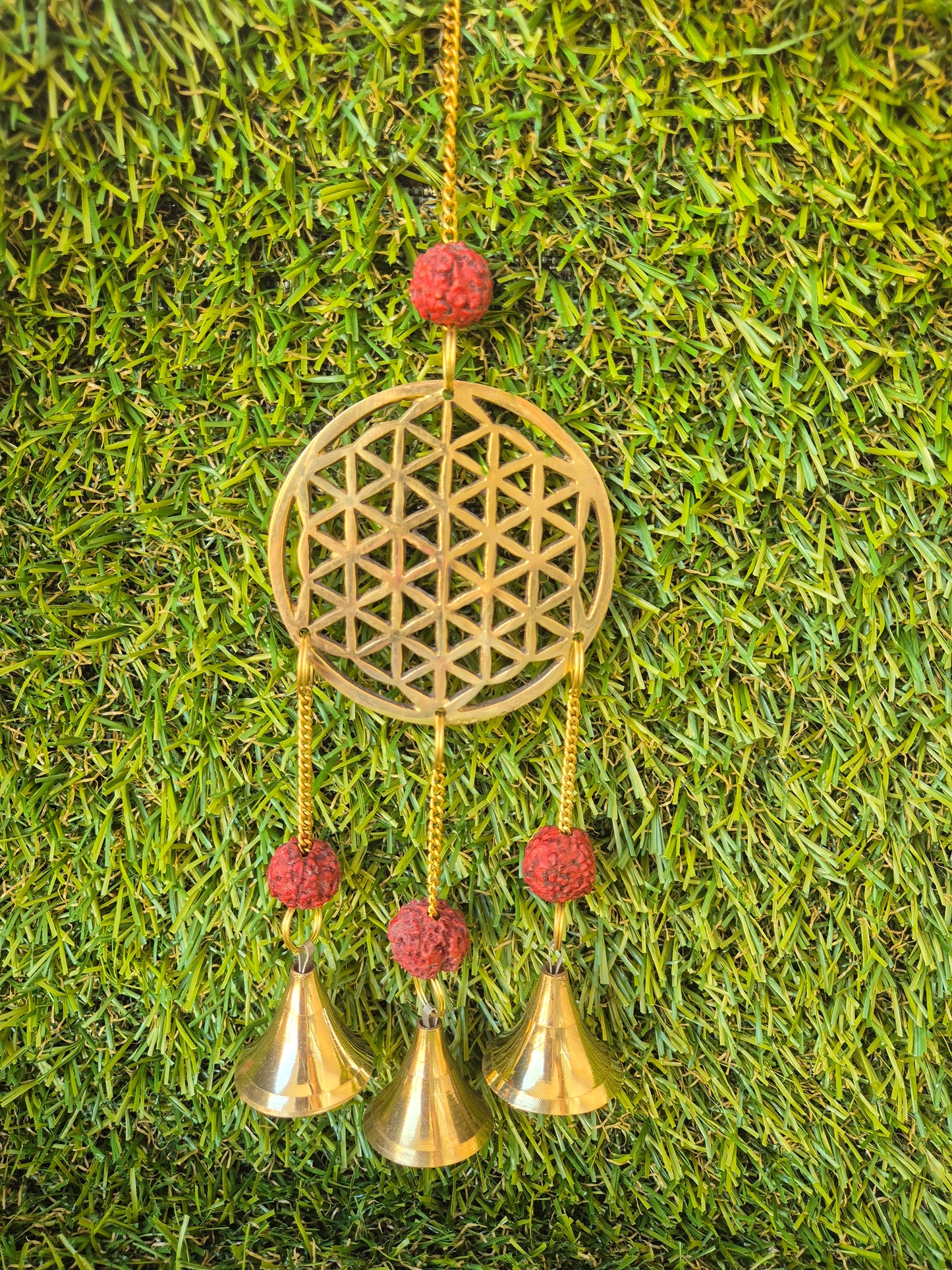 Carrillón de Viento Flor de la Vida con Rudraksha - Protección, Armonía y Energía Sagrada