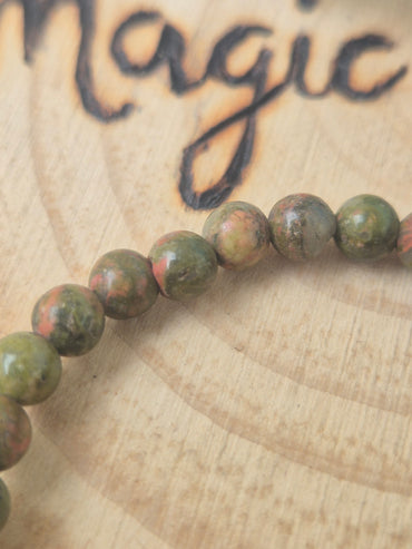 Pulsera de Unakita 4mm- Sanación emocional y Equilibrio Interior