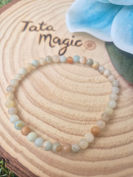 Pulsera de Amazonita 4mm- Calma, comunicación y equilibrio emocional