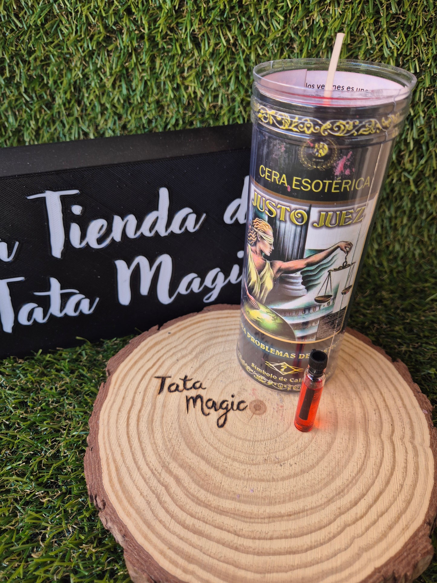 Velón Mágico con Fluido Justo Juez de 7 Llaves - Protección, Justicia y Corte de Negatividad