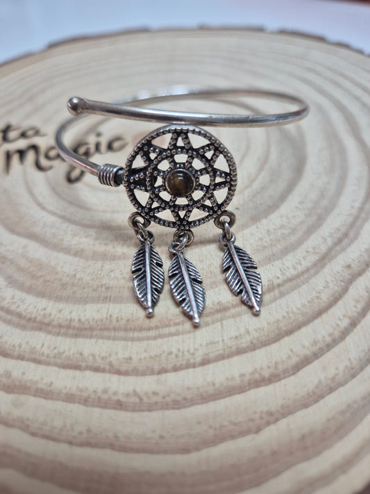 Brazalete de Ojo de Tigre Atrapasueños - Joyería Étnica