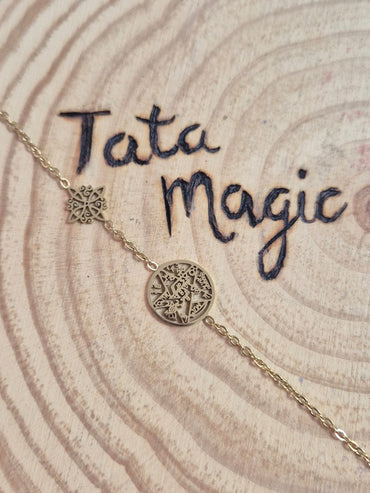 Pulsera Doble Protección Nudo de Bruja con Tetragrammaton en Acero Consagrado Calado - Joyería Esotérica JoyeriamineralespulserasTienda esotérica Málaga - La Tienda de Tata Magic: tienda Esotérica en Málaga