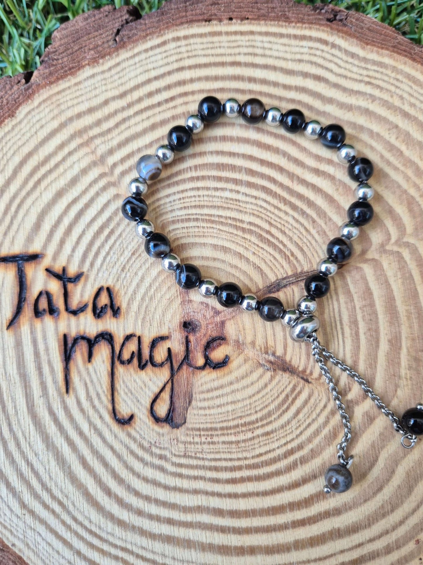 Pulsera sulemani hakik acero 6mm (Unisex) JoyeriamineralespulserasTienda esotérica Málaga - La Tienda de Tata Magic: tienda Esotérica en Málaga