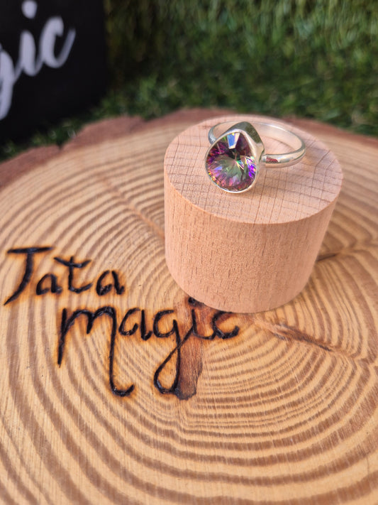 Anillo Topacio Místico Plata Ajustable - Activación Cuántica Abre Caminos