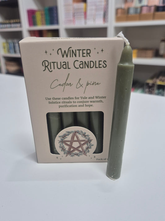Velas rituales de invierno de cedro y pino-Especial Yule y solsticio (pack 12)
