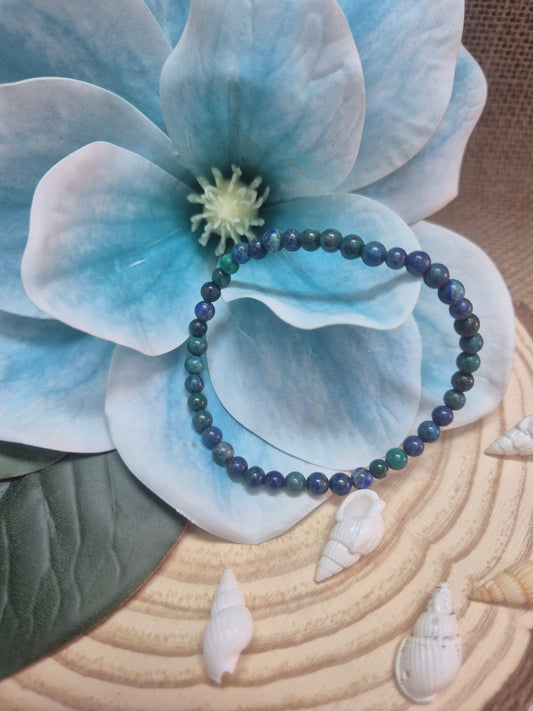 Pulsera mineral de Azurita 4mm- Intuición, visión y despertar espiritual