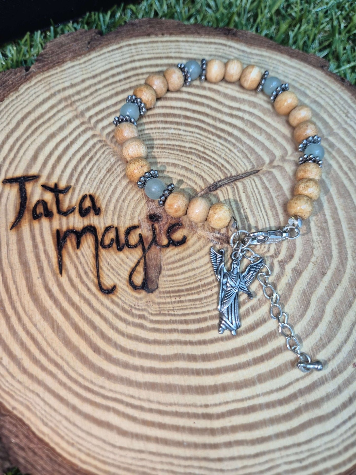 Pulsera arcángel Rafael con aventurina verde y lavanda 7.5cm Tienda esotérica Málaga - La Tienda de Tata Magic: tienda Esotérica en Málaga