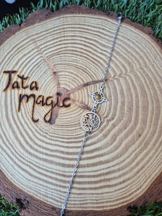 Pulsera Acero Doble Protección Ojo de Tigre Consagrada