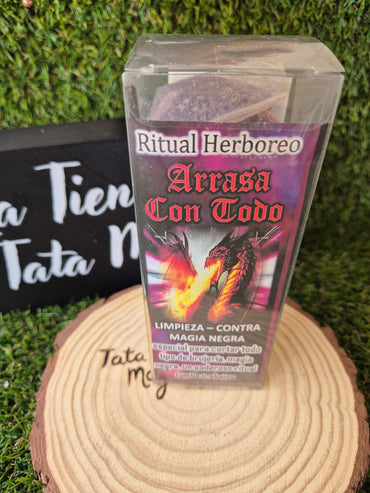 Velón Arrasa con Todo de 7 Llaves - Ritual Herbóreo de Limpieza Contra Magia Negra,Cortar Brujería, Magia Negra y Tumbar Trabajos