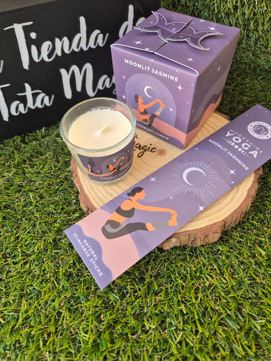 Pack Vela Soja + Incienso de Regalo Moonligt Jasmine - Relajación, Armonía y Energía Lunar Song Of India