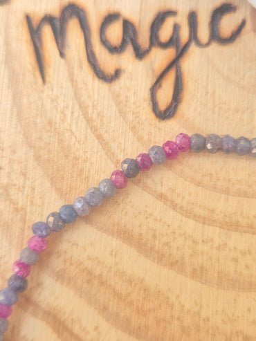 Pulsera de Zafiro Rubí Facetado 4mm - Amor, Sabiduría y Protección