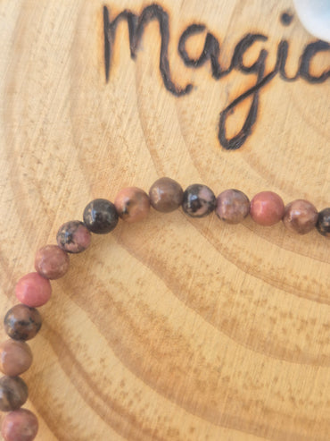 Pulsera de Rodonita 4mm -Amor, Sanación Emocional y Buena Suerte
