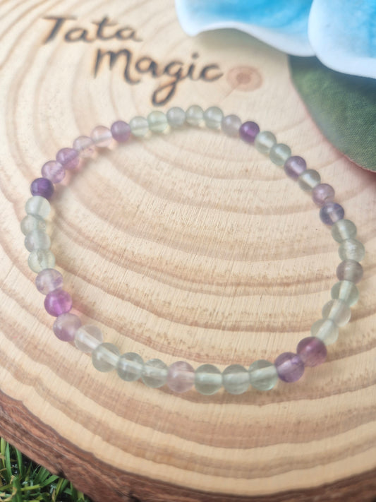 Pulsera de Fluorita 4mm - Claridad mental, Protección y Equilibrio espiritual
