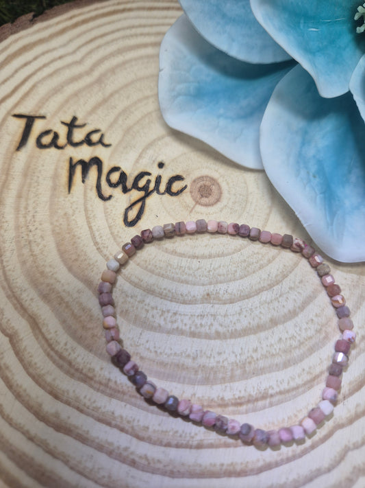 Pulsera Rodocrosita facetada 3mm- Amor propio, sanación emocional y dulzura interior