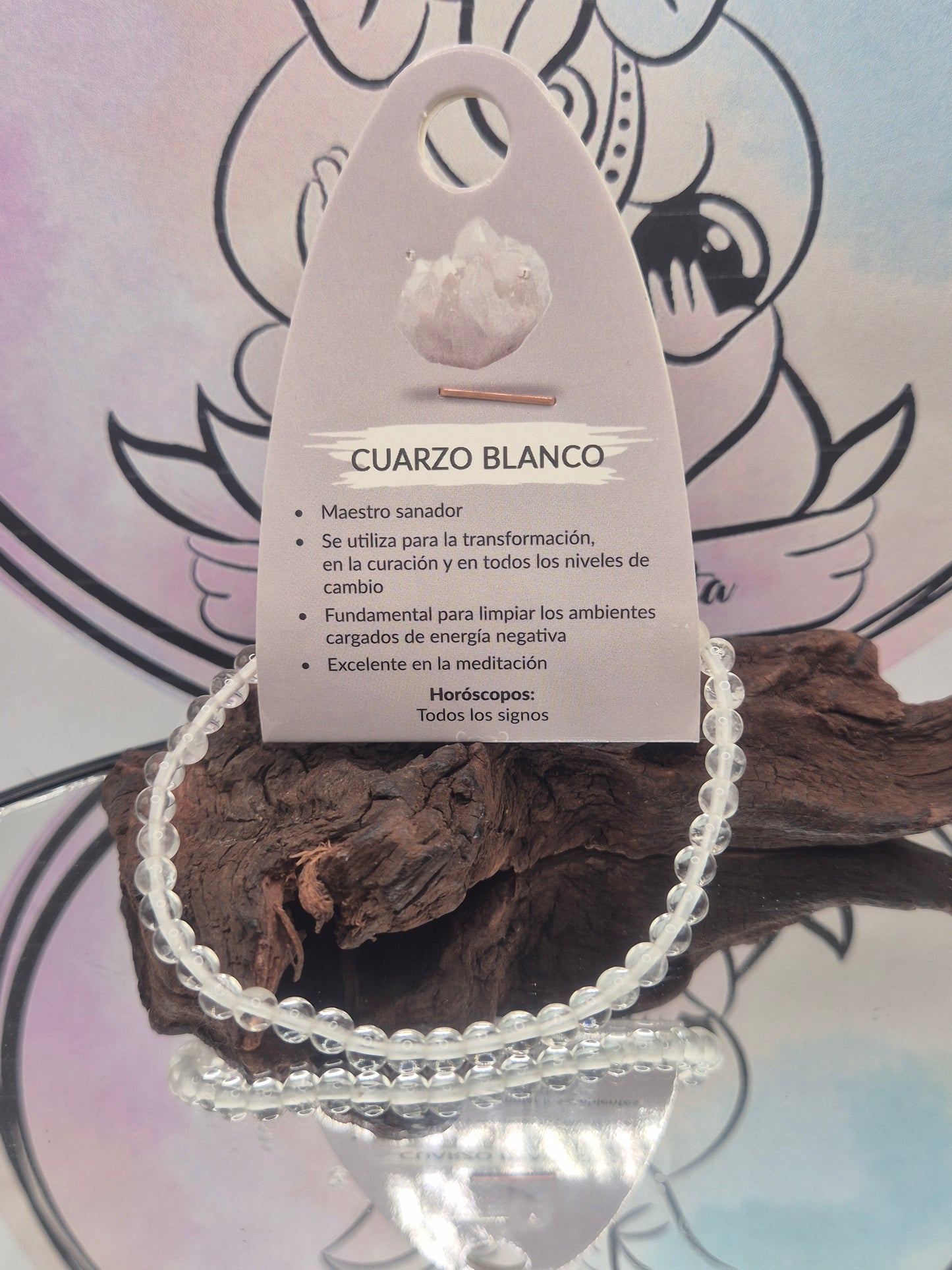 Pulsera - Cuarzo Blanco 4 mm