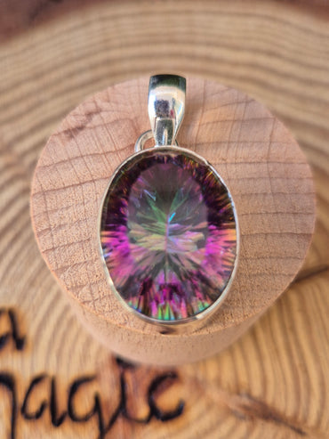 Colgante Topacio Místico Plata - Activación Cuántica para Romper Bloqueos Energéticos Multicapas