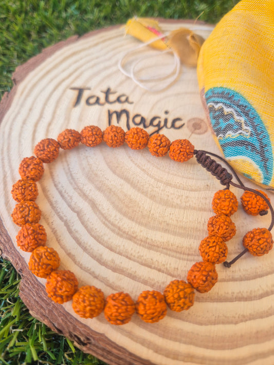 Pulsera Rudraksha 21 Cuentas Ajustable (Con Bolsa)-Protección, meditación y energía espiritual