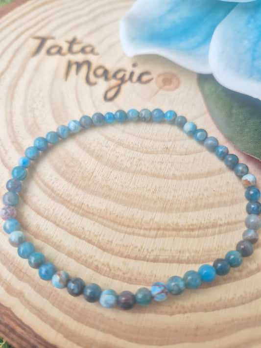 Pulsera de Apatita Azul 4mm - Claridad, Comunicación y Equilibrio Interior