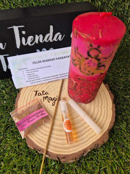 Velón Garrapata de 7 Llaves - Ritual Atrayente del Amor, Pasión, Unión de Pareja y Amarre
