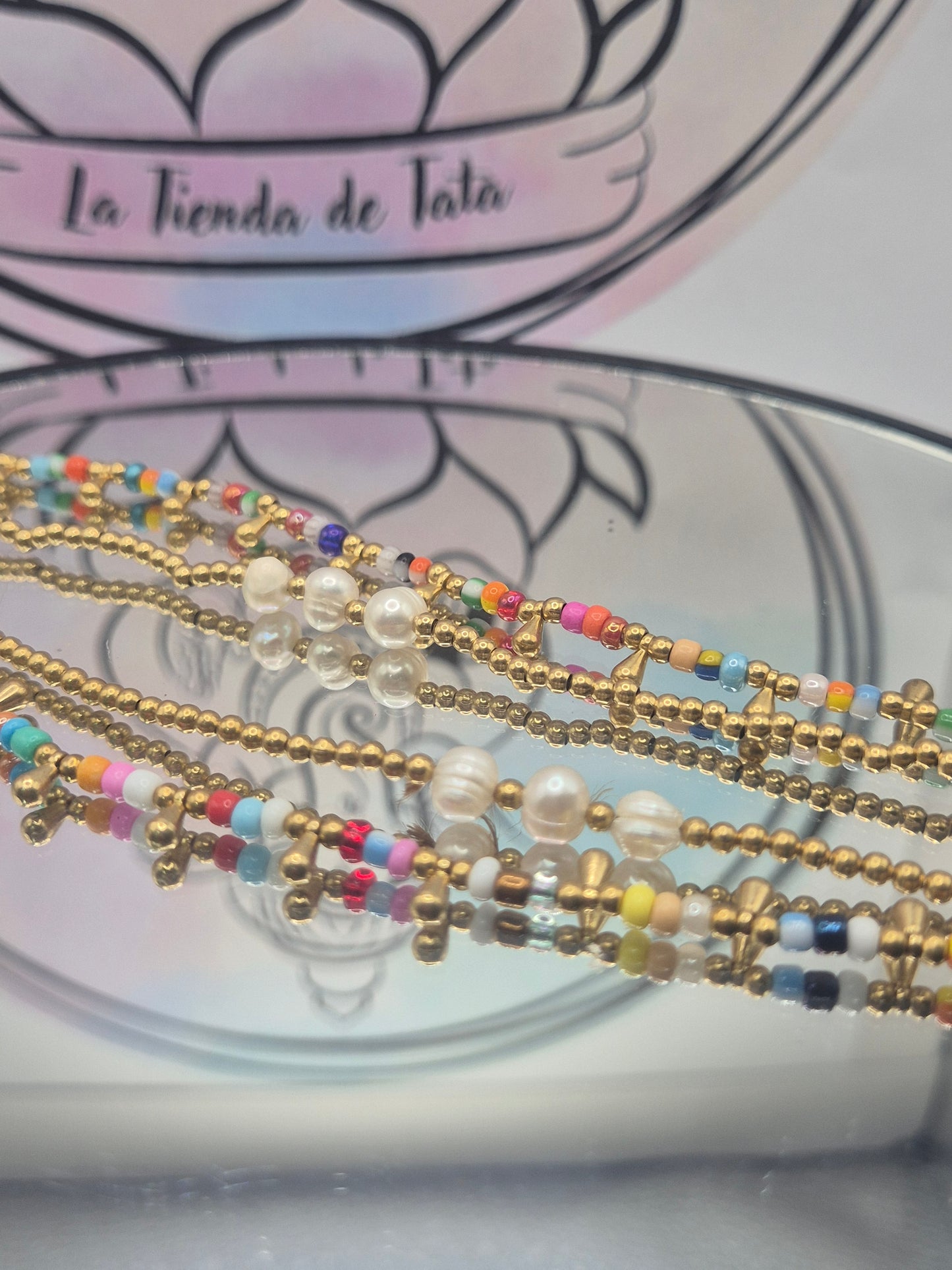 Conjunto de Pulsera y Tobillera de los Deseos Perlas