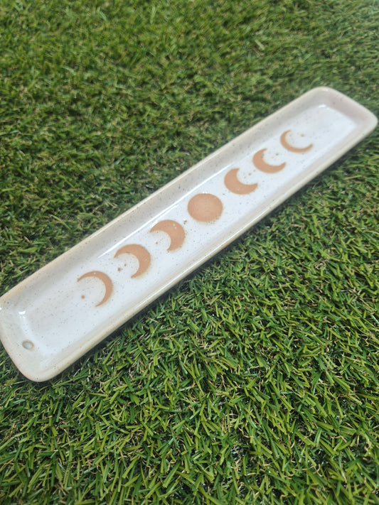 Quemador de incienso cerámica Fases de la  Luna- Cerámica artesanal para rituales