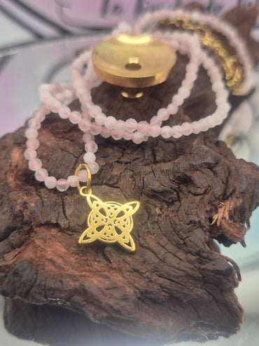 Collar Mineral Cuarzo Rosa Facetado