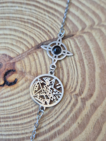 Pulsera Acero Doble Protección Onix Consagrada