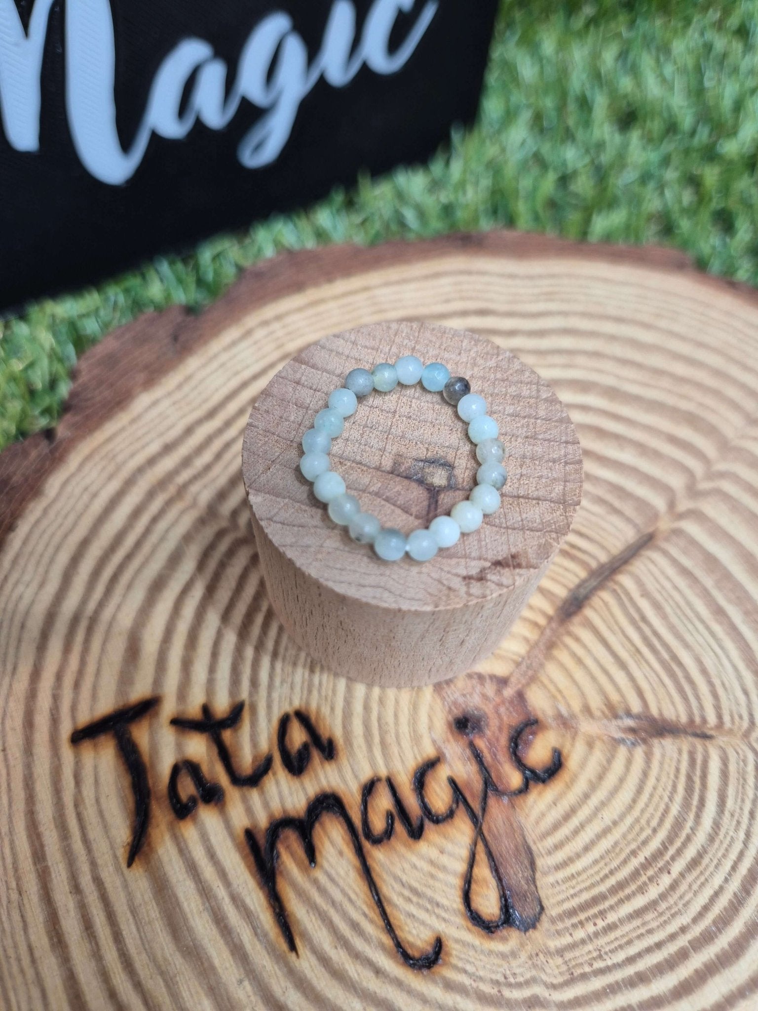 Anillo elástico amazonita 3mm JoyeriamineralespendientesTienda esotérica Málaga - La Tienda de Tata Magic: tienda Esotérica en Málaga