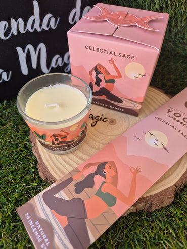 Pack Vela Soja + Incienso de Regalo Celestial Sage - Purificación y Paz Interior Song Of India