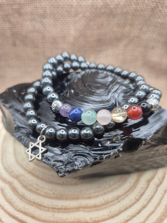Pulseras Gaia de Hematite 7 chacras y Hematite- Equilibrio, Fuerza y alineación energética