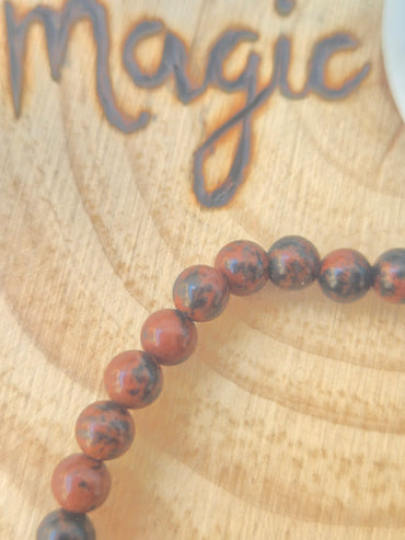 Pulsera de Obsidiana Caoba 4mm - Protección y Estabilidad Energética
