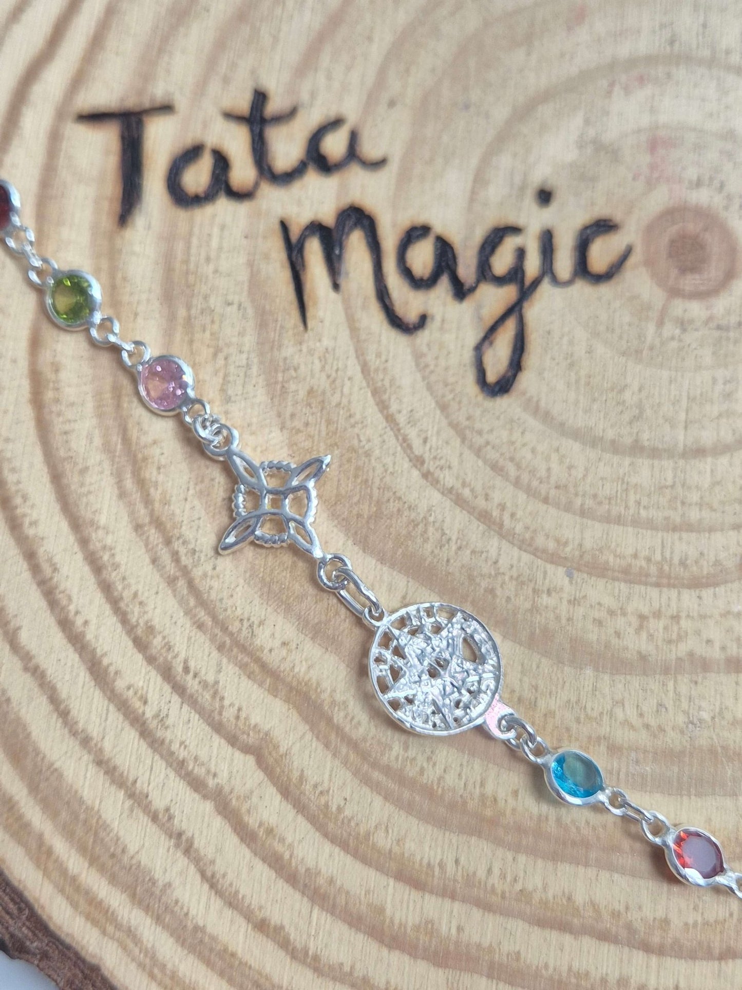 Pulsera de Doble Protección con circonitas plata pulserasplataTienda esotérica Málaga - La Tienda de Tata Magic: tienda Esotérica en Málaga