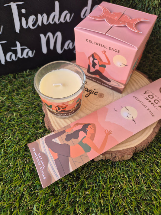 Pack Vela Soja + Incienso de Regalo Celestial Sage - Purificación y Paz Interior Song Of India