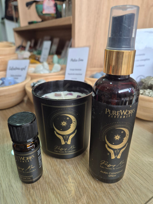 Pack aceite+ vela aromatica+ spray pureworks