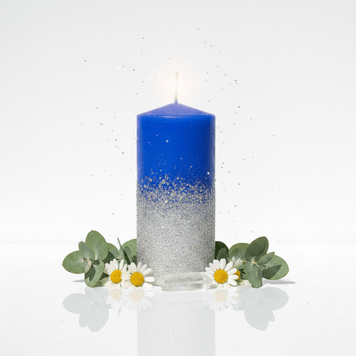 Velón Ritualizado Peticiones de Salud · Azul con Purpurina · Tata Magic Velón RitualizadoTienda esotérica Málaga - La Tienda de Tata Magic: tienda Esotérica en Málaga