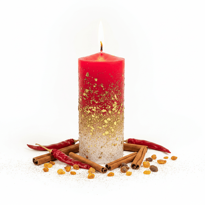 Velón Ritualizado Desespero · Rojo con Purpurina · Tata Magic