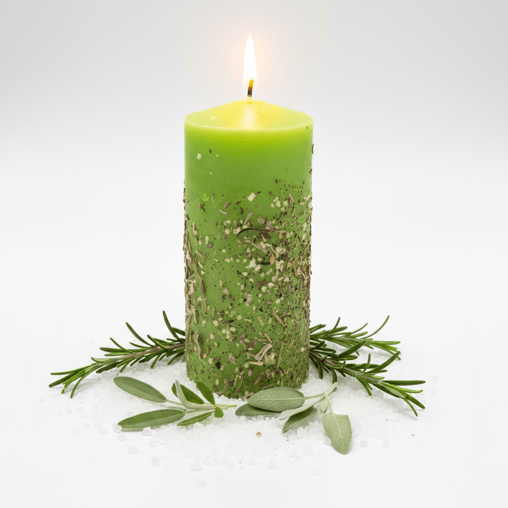 Velón de Sal, Ruda, Romero y Salvia — Limpieza, Protección y Purificación Energética VelasTienda esotérica Málaga - La Tienda de Tata Magic: tienda Esotérica en Málaga